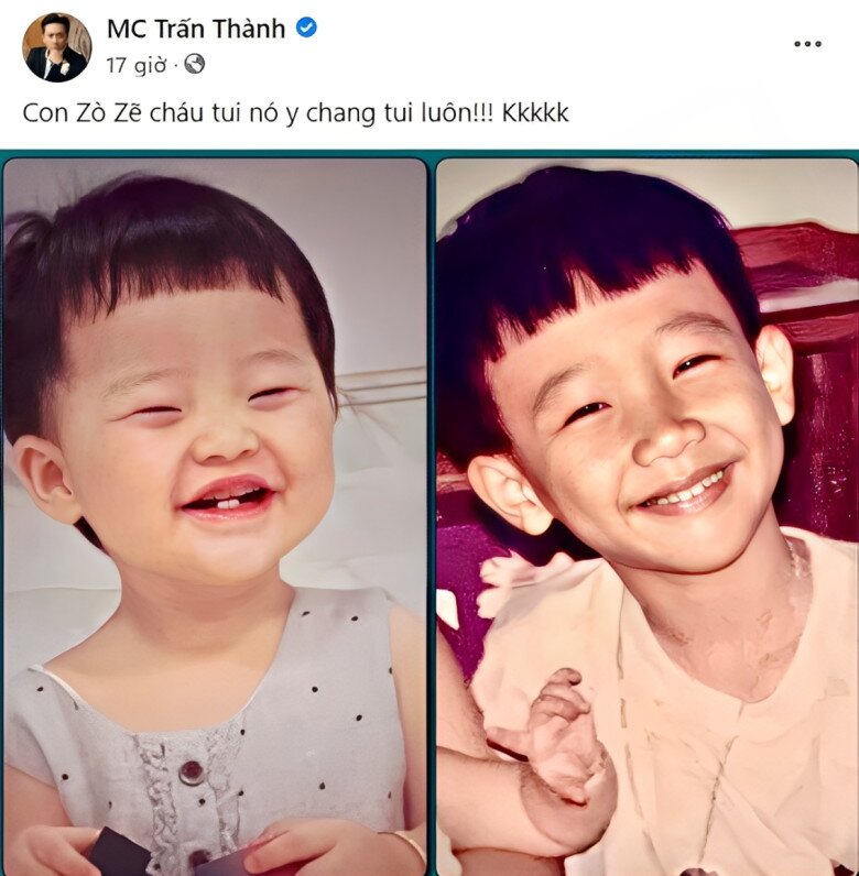 Nam danh hài thích thú khi cháu gái trông giống hệt mình.