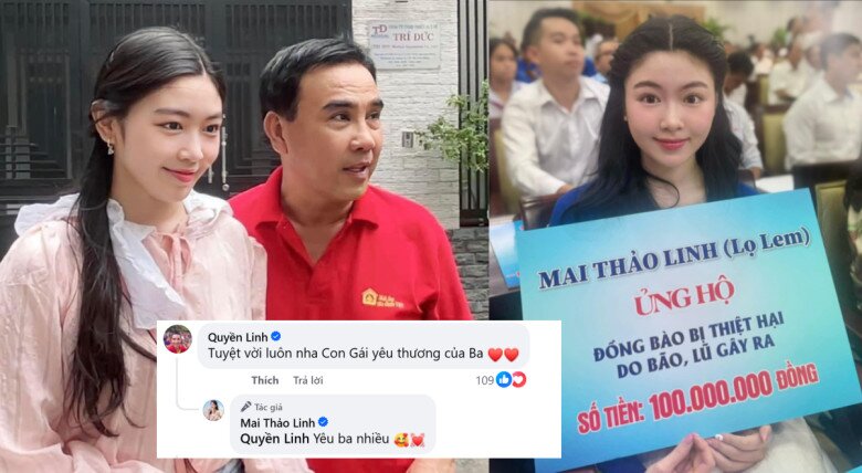 Quyền Linh để lại lời nhắn khen ngợi con gái.