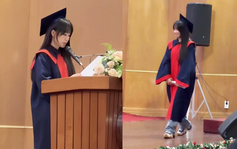 Lương Bích Hữu trẻ trung trong bộ áo cử nhân.