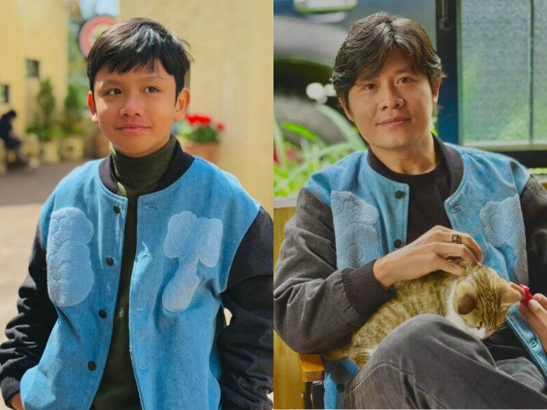 Nhạc sĩ tỉ view thường xuyên khoe ảnh mặc đồ đôi với quý tử.