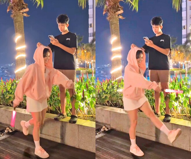 Trương Quỳnh Anh quay video bắt trend với con trai.