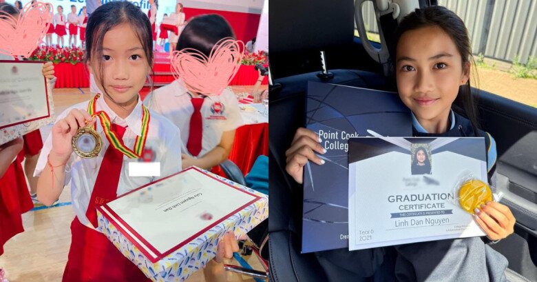 Các con nhà nữ diễn viên có thành tích học tập tốt khiến bố mẹ tự hào.