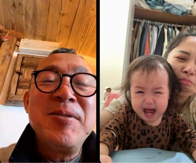 Quốc Trung tan chảy khi thấy cháu ngoại khóc vì nhớ ông.