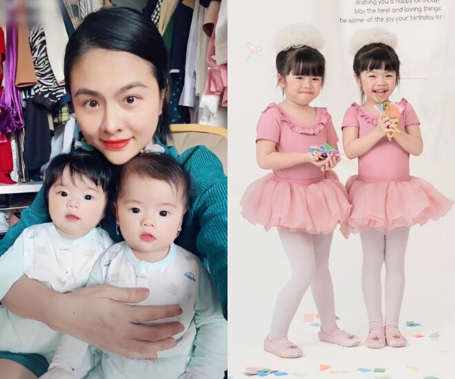 Vân Trang mừng sinh nhật tròn 4 tuổi của cặp song sinh Quinanna - Quinita.