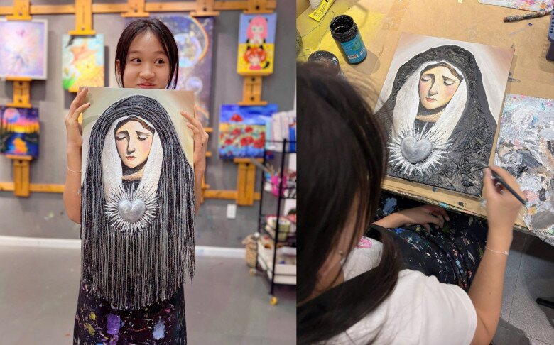 Noel vẽ bức tranh về chân dung của Thánh nữ Madalena.