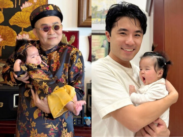 Cháu ngoại NSƯT Xuân Hinh vài tháng tuổi đã tóc "đầy đầu", vẻ ngoài đáng yêu nhưng "chẳng giống mẹ tẹo nào"