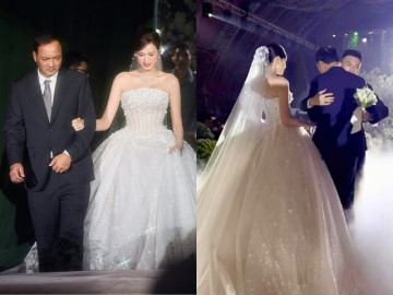 Xúc động khoảnh khắc bố ruột Đỗ Thị Hà khập khiễng dắt ái nữ lên lễ đường, trao tận tay cho con rể thiếu gia