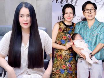 Hoa hậu Phương Lê tút nhan sắc hậu sinh con với NSƯT Vũ Luân, khoe suối tóc đen dài không nhìn ra là mẹ bỉm