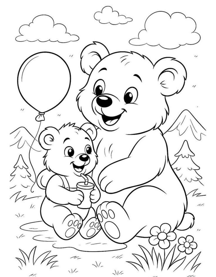 20 bức tranh tô màu chú gấu amp;#34;siêu dễ thươngamp;#34;, giúp bé chơi vui và phát triển trí tưởng tượng - 2