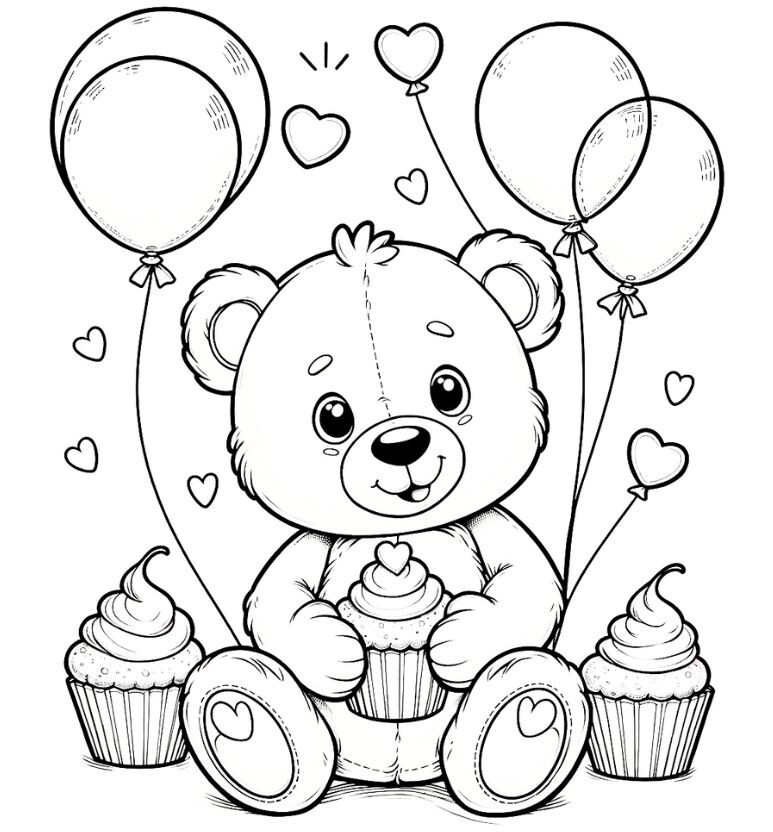 20 bức tranh tô màu chú gấu amp;#34;siêu dễ thươngamp;#34;, giúp bé chơi vui và phát triển trí tưởng tượng - 9