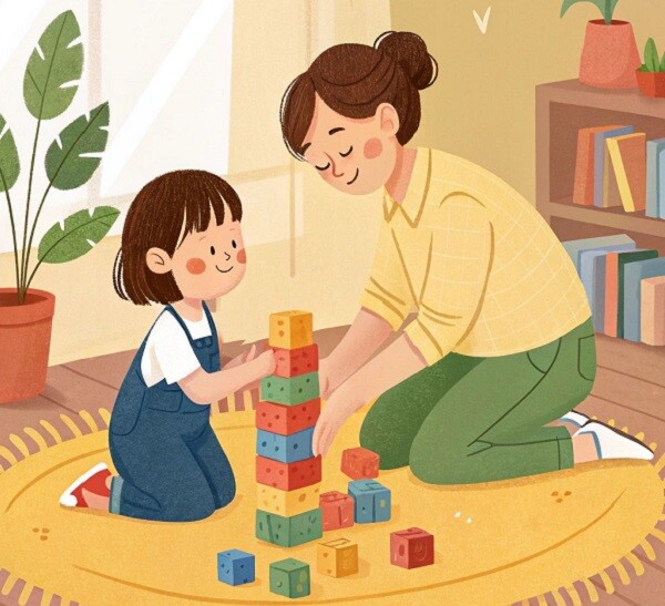 Trẻ em thường bắt chước hành vi của bố mẹ bằng cách quan sát.