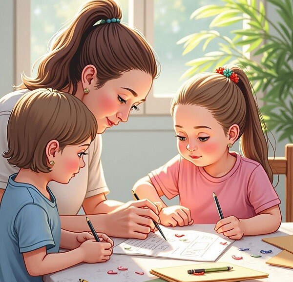 Trẻ có thể tự phân công nhiệm vụ.