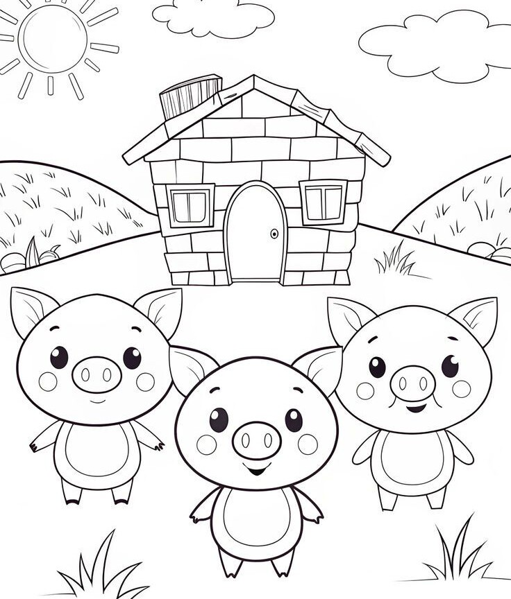 Tô màu tranh “Ba chú heo con”, thời gian cho bé vừa học vừa chơi thật vui - 7