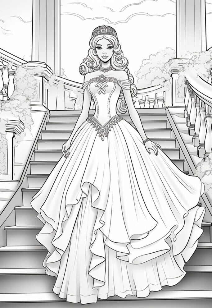 Top 20 tranh tô màu búp bê Barbie được bé gái yêu thích nhất - 12