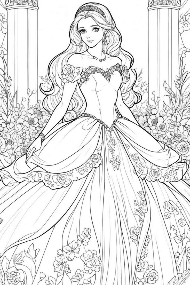Tặng bé gái 20 bức tranh tô màu các nàng công chúa truyện cổ tích xinh đẹp - 13