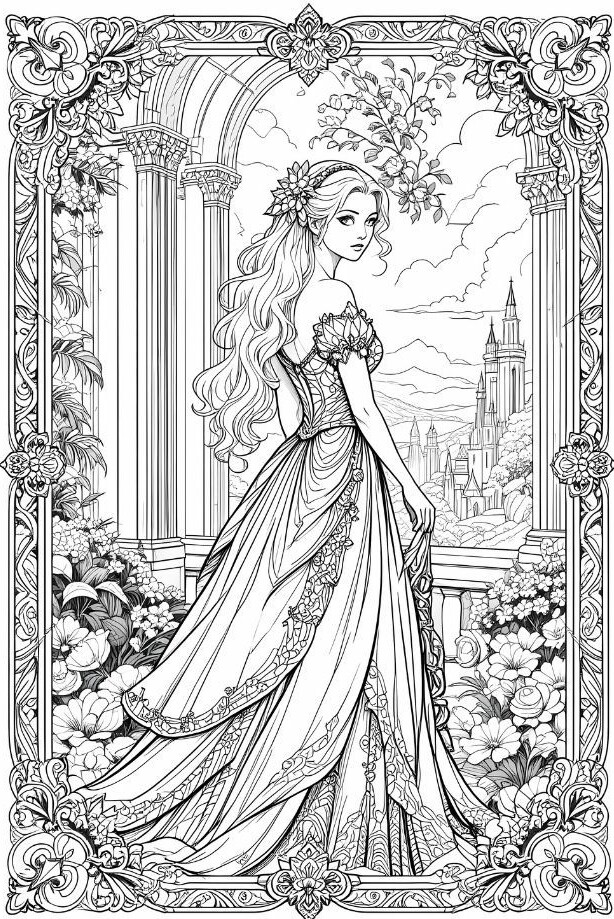 Tặng bé gái 20 bức tranh tô màu các nàng công chúa truyện cổ tích xinh đẹp - 15