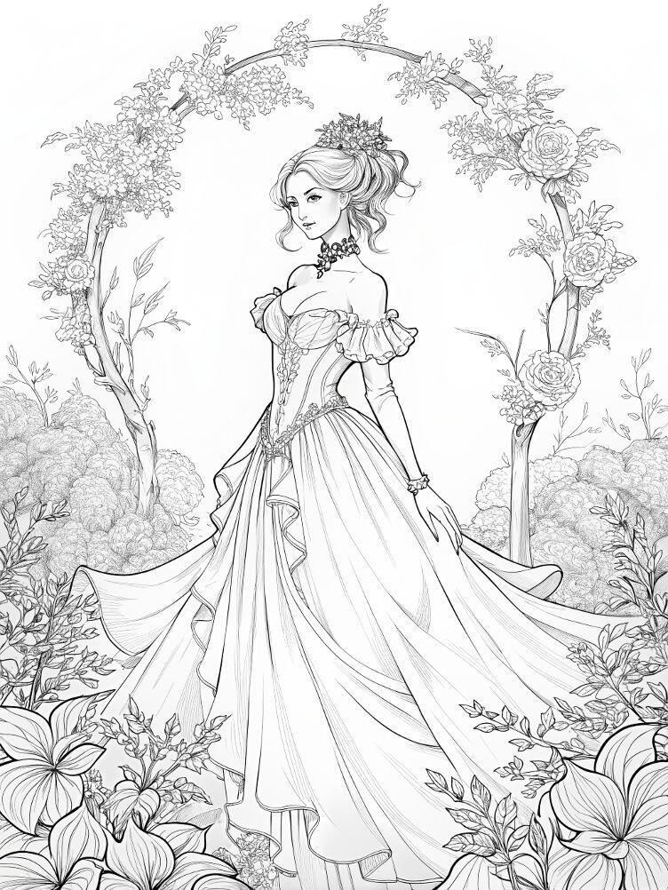 Tặng bé gái 20 bức tranh tô màu các nàng công chúa truyện cổ tích xinh đẹp - 16