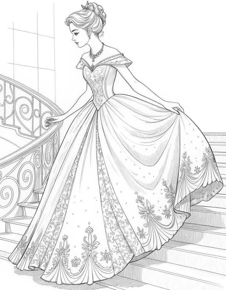 Tặng bé gái 20 bức tranh tô màu các nàng công chúa truyện cổ tích xinh đẹp - 17
