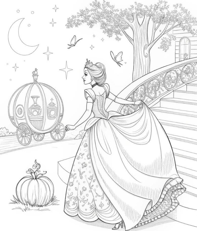 Tặng bé gái 20 bức tranh tô màu các nàng công chúa truyện cổ tích xinh đẹp - 18