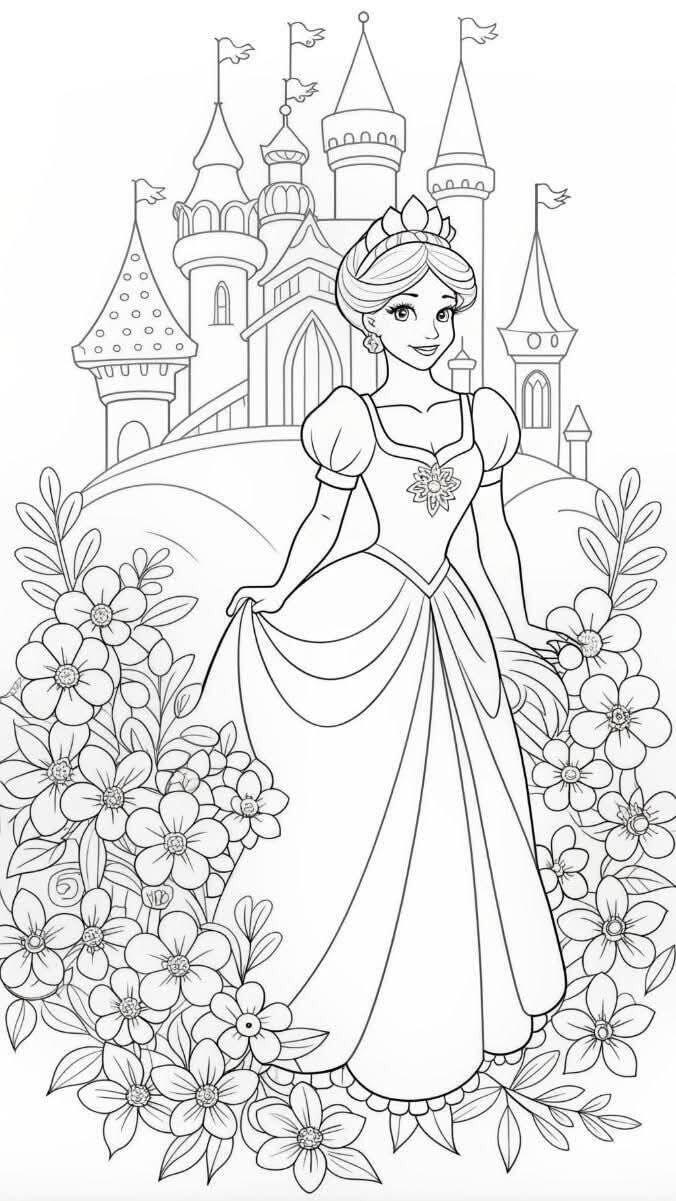 Tặng bé gái 20 bức tranh tô màu các nàng công chúa truyện cổ tích xinh đẹp - 2