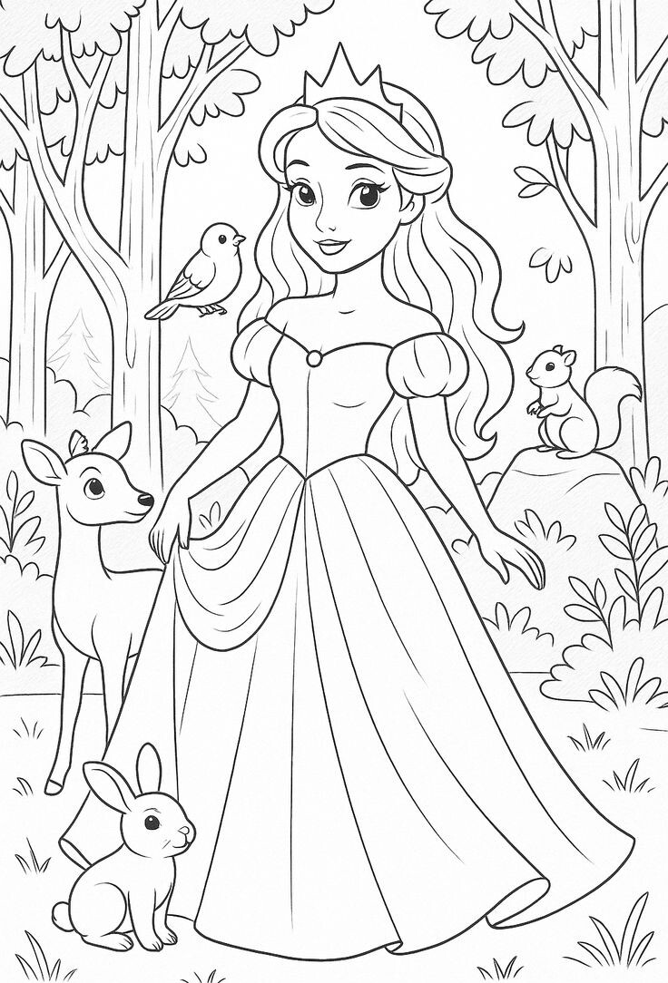 Tặng bé gái 20 bức tranh tô màu các nàng công chúa truyện cổ tích xinh đẹp - 3