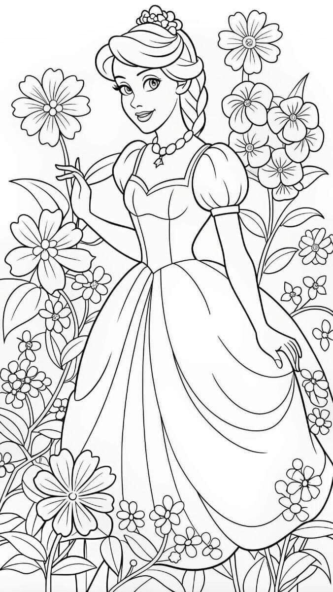 Tặng bé gái 20 bức tranh tô màu các nàng công chúa truyện cổ tích xinh đẹp - 4