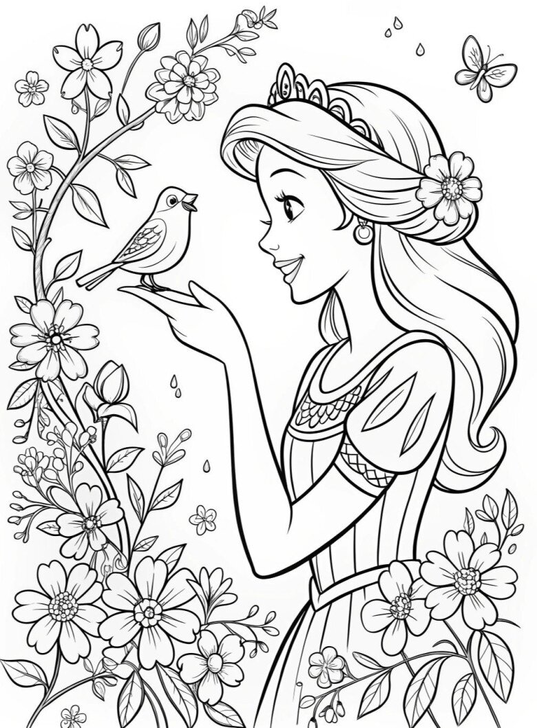 Tặng bé gái 20 bức tranh tô màu các nàng công chúa truyện cổ tích xinh đẹp - 5