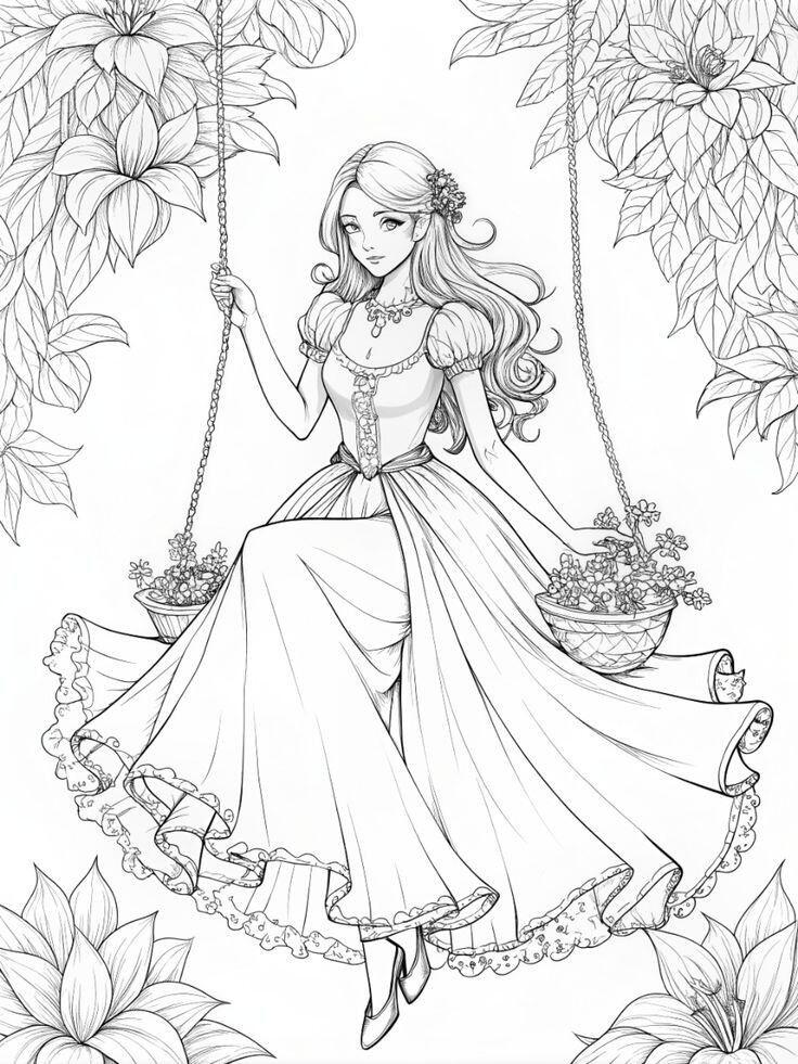 Tặng bé gái 20 bức tranh tô màu các nàng công chúa truyện cổ tích xinh đẹp - 9