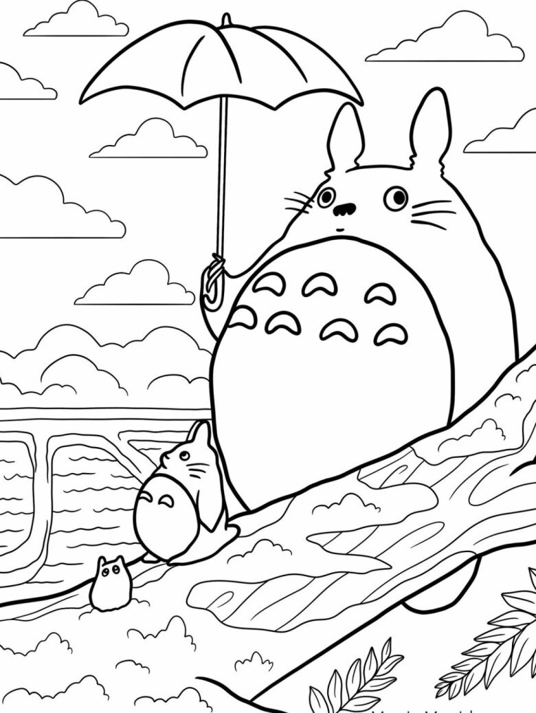 Cùng bé vui chơi và học hỏi với tranh tô màu chú mèo Totoro dễ thương - 13