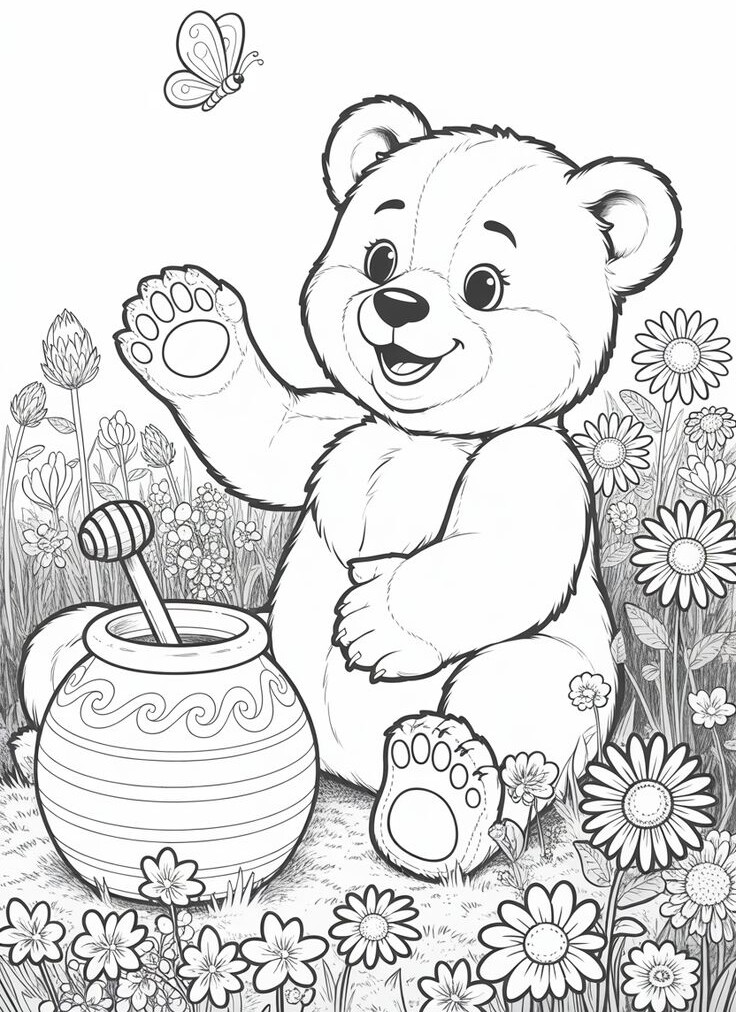 Tranh tô màu gấu con vui vẻ, cùng sắc màu nuôi dưỡng cảm xúc và trí tưởng tượng cho bé - 5