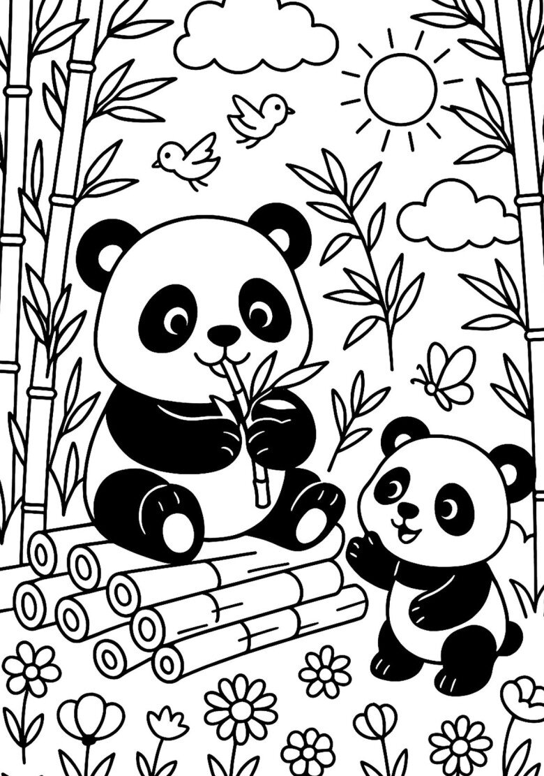 Tranh tô màu gấu trúc cho bé mầm non, người bạn hiền lành trong thế giới tuổi thơ - 3