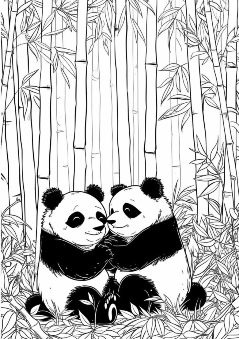 Tranh tô màu gấu trúc cho bé mầm non, người bạn hiền lành trong thế giới tuổi thơ - 9