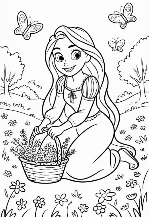 Bé khám phá mê cung màu sắc cùng tranh tô màu nàng công chúa tóc dài Rapunzel - 16