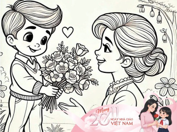 Thiệp tô màu 20/11, món quà bé dành tặng cô giáo nhiều yêu thương nhất