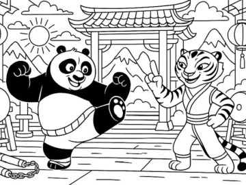 Tranh tô màu Kungfu Panda, niềm vui sáng tạo cho bé yêu thích hoạt hình