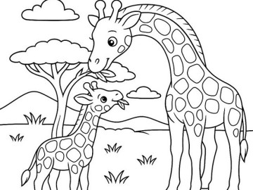 Mẹ cùng con tô màu tranh hươu cao cổ, nuôi dưỡng trí tò mò hỗ trợ bé học hỏi tự nhiên