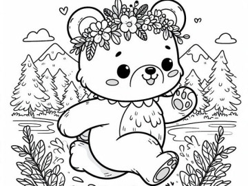 Tranh tô màu gấu con vui vẻ, cùng sắc màu nuôi dưỡng cảm xúc và trí tưởng tượng cho bé