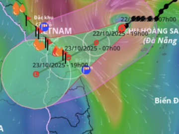 Bão số 12 Fengshen cách Đà Nẵng 240 km, gây mưa rất to từ đêm nay, cục bộ tới hơn 800 mm
