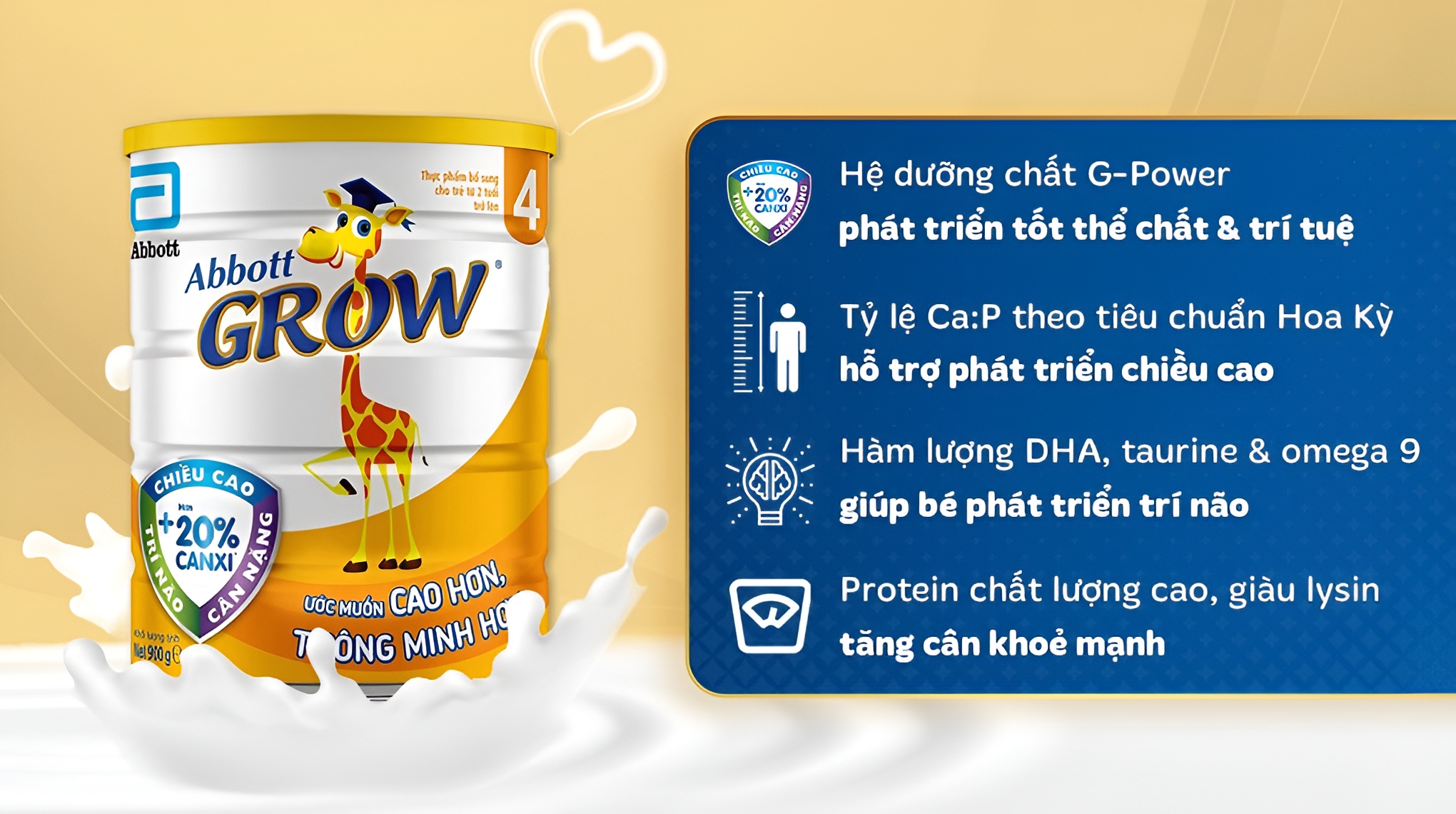 Sữa bột Abbott Grow số 4 cho bé từ 2 tuổi