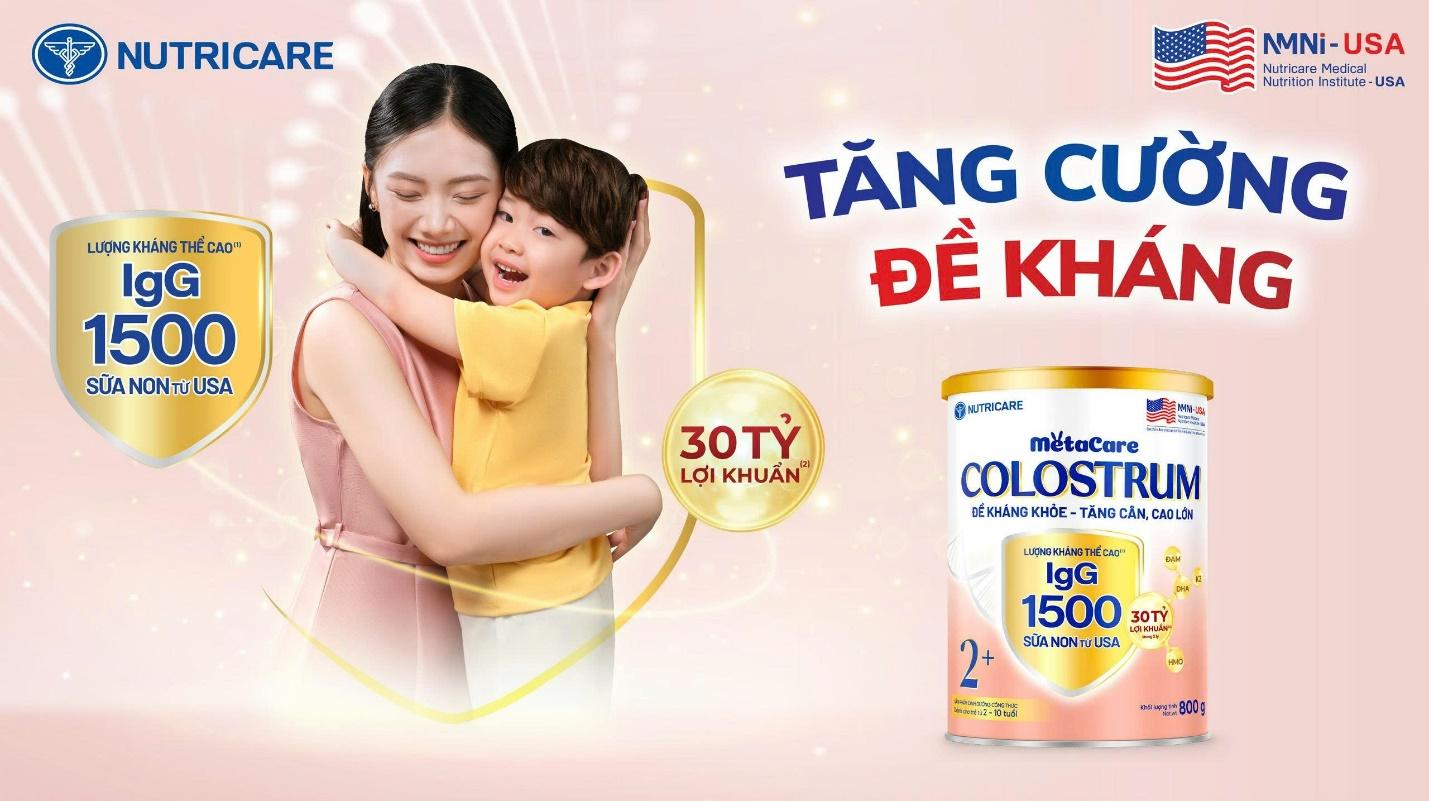 Metacare Colostrum bổ sung hàm lượng cao kháng thể IgG cũng 30 tỷ Lợi khuẩn Postbiotic giúp trẻ hỗ trợ tăng cường đề kháng