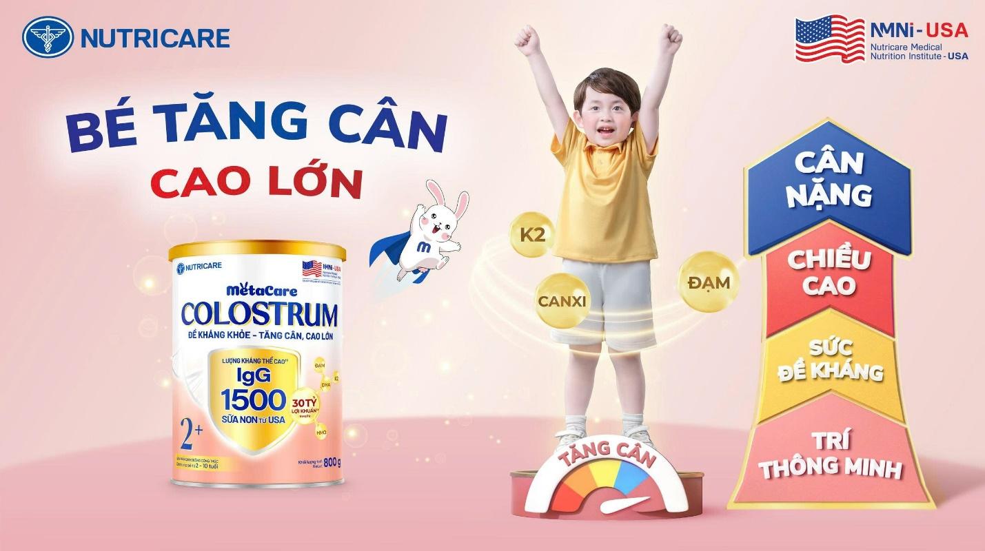 Metacare Colostrum hỗ trợ trẻ tăng cân, phát triển chiều cao khỏe mạnh.