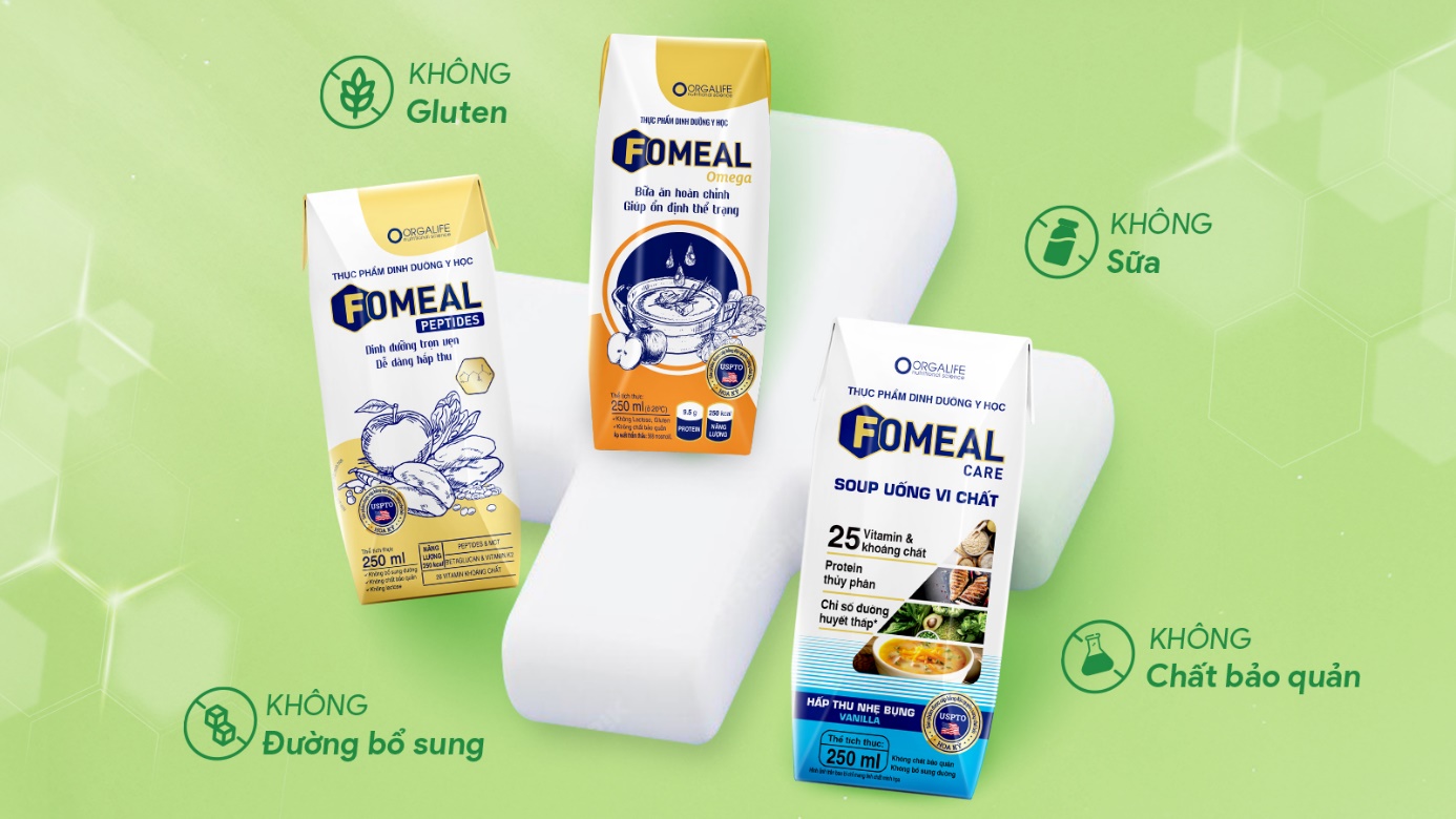 Dòng sản phẩm Fomeal với dinh dưỡng hoàn chỉnh, hỗ trợ hấp thu nhanh. Nguồn: Orgalife