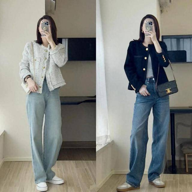 Tweed tạo hiệu ứng sang chảnh ngay khi mix với jeans. Chọn dáng ngắn, màu sáng để trẻ trung. Kết hợp cùng slingback hoặc túi nhỏ giúp outfit thêm chanh sả.
