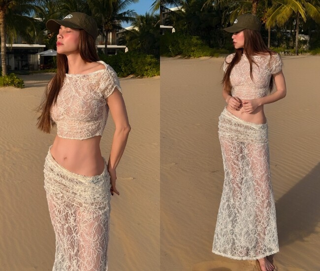 Hồ Ngọc Hà diện đồ mỏng tang khoe cơ bụng số 11 rõ nét.