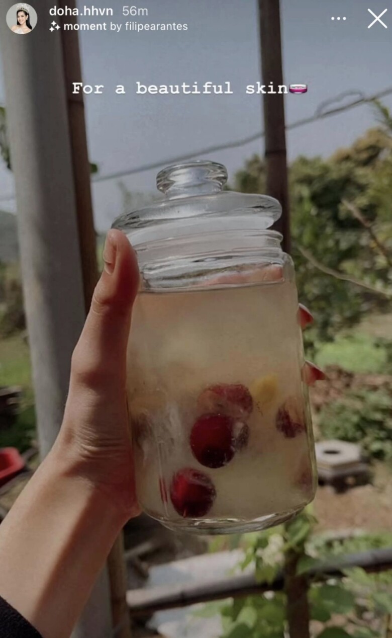 Chè dưỡng nhan là thức uống được Hoa hậu Đỗ Thị Hà duy trì sử dụng để có làn da đẹp.