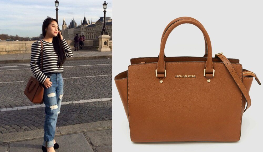 Trong đó, chiếc túi có giá khoảng 5 triệu được ca nương Kiều Anh ưu ái. Bởi đây chính là món quà mà chồng của cô đã tặng vào dịp Giáng sinh khi cả hai còn đang yêu nhau.