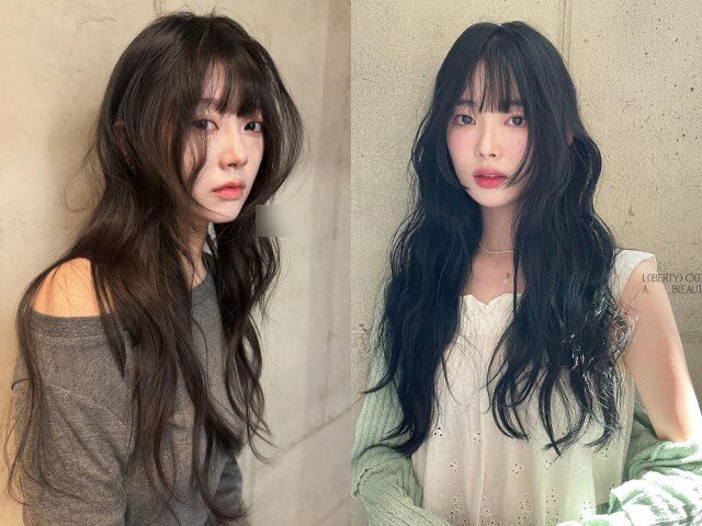 Tóc xoăn kết hợp mái thưa giúp hack tuổi hiệu quả, làm gương mặt mềm mại hơn. Mái mỏng vừa phải dễ chăm sóc, phù hợp phụ nữ ngoài 30 tuổi.