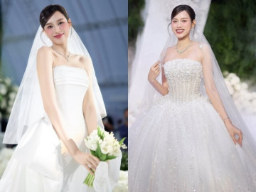 3 váy cưới cúp ngực giúp Đỗ Thị Hà tôn nét tinh khôi