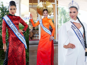 Trang phục sân bay của thí sinh Miss Cosmo 2025: Nhiều người đẹp diện áo dài
