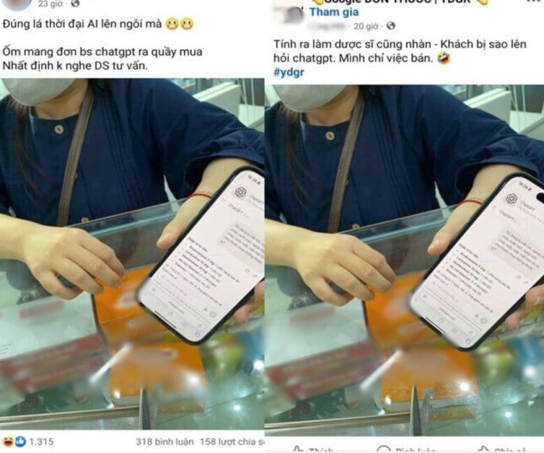 Hình ảnh mua thuốc theo đơn ChatGPT được lan truyền và tạo ra tranh luận trên mạng xã hội. Ảnh cắt MXH.